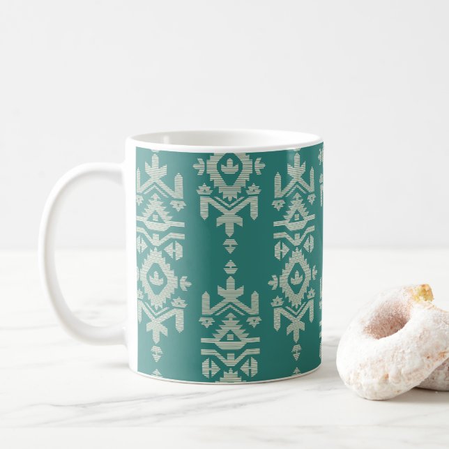 Taza De Café Jamdani Print Folk Pattern (Con donut)