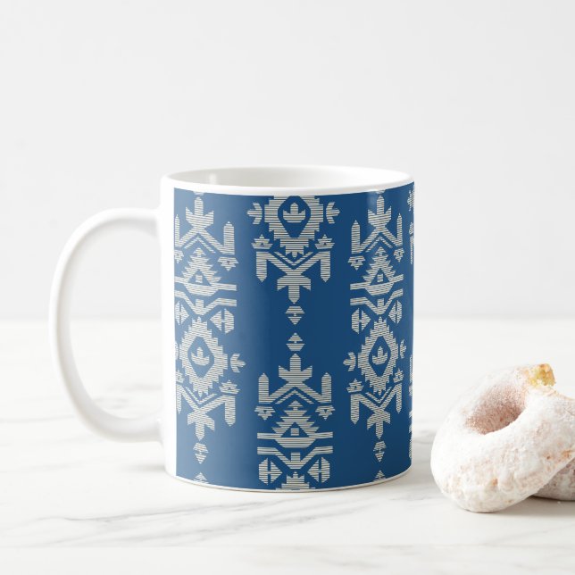 Taza De Café Jamdani Print Folk Pattern (Con donut)