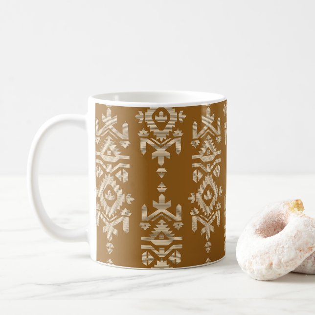 Taza De Café Jamdani Print Folk Pattern (Con donut)
