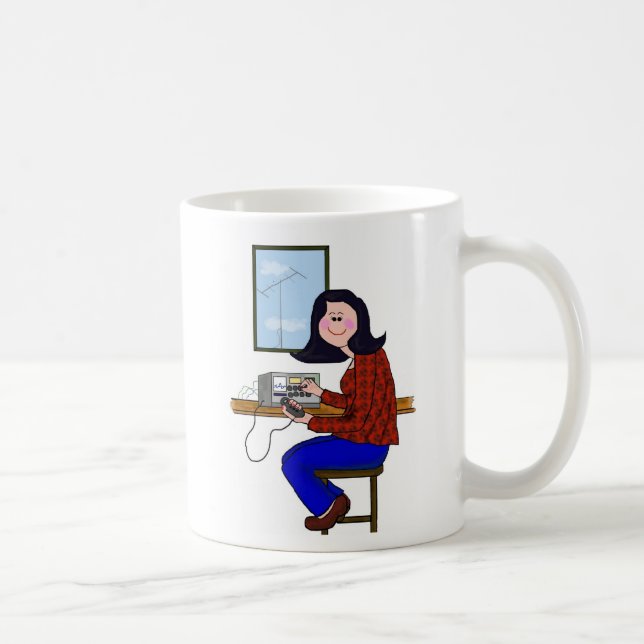 Taza De Café Jamón femenino con el pelo negro (Derecha)