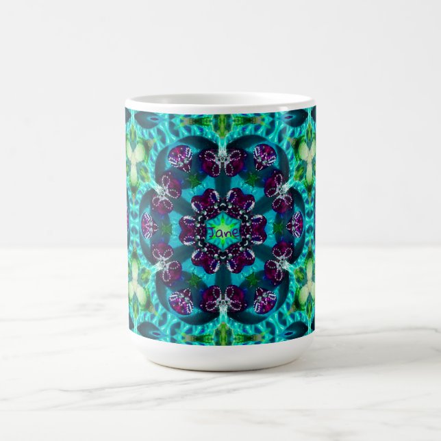 Taza De Café JANE ~ Patrón Purpurinoso Bonito ~ Personalizado ~ (Centro)