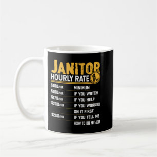 Taza De Café Janitor Hourrate Funny Custodian Clea
