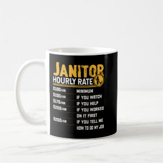Taza De Café Janitor Hourrate Funny Custodian Clea