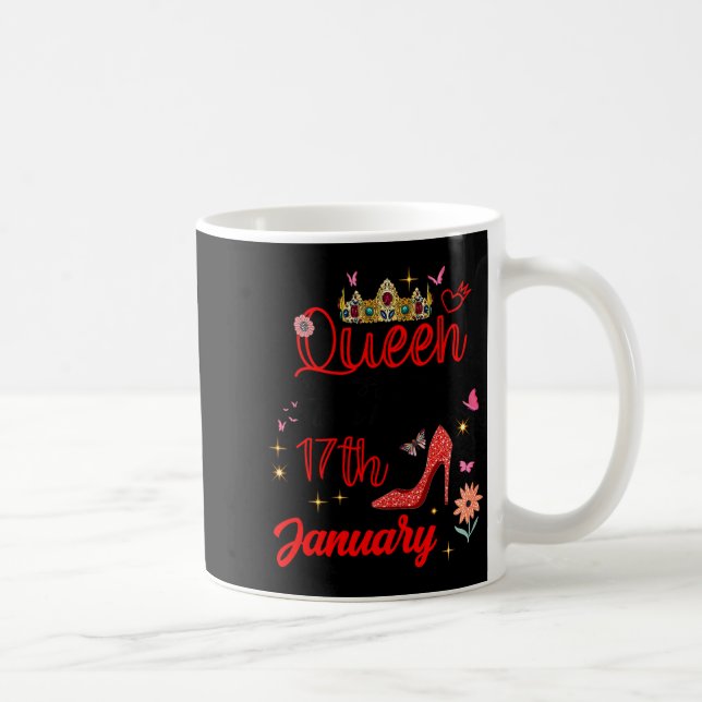 Taza De Café January 17 Birthday This Queen Was Born On January (Derecha)
