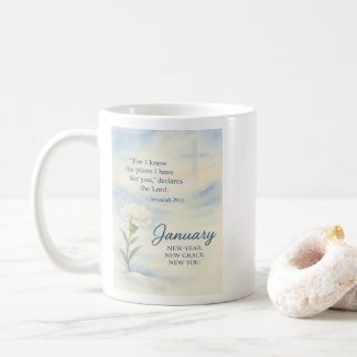 Taza De Café January Floral Birthday Inspirational Winter