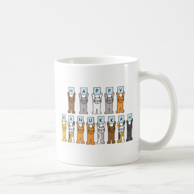 Taza De Café Jánuca feliz para el amante del gato (Derecha)