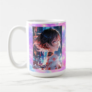 Taza De Café Japanese Cyberpunk Anime Girl Poster | Neon City