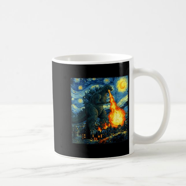 Taza De Café Japanese Monster Kaiju Van Gogh Starry Night  (Derecha)