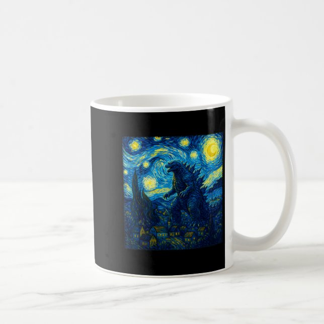 Taza De Café Japanese Monster Kaiju Van Gogh Starry Night  (Derecha)