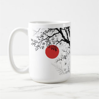 Taza De Café Japanese Red Sun & Brush Tree Art