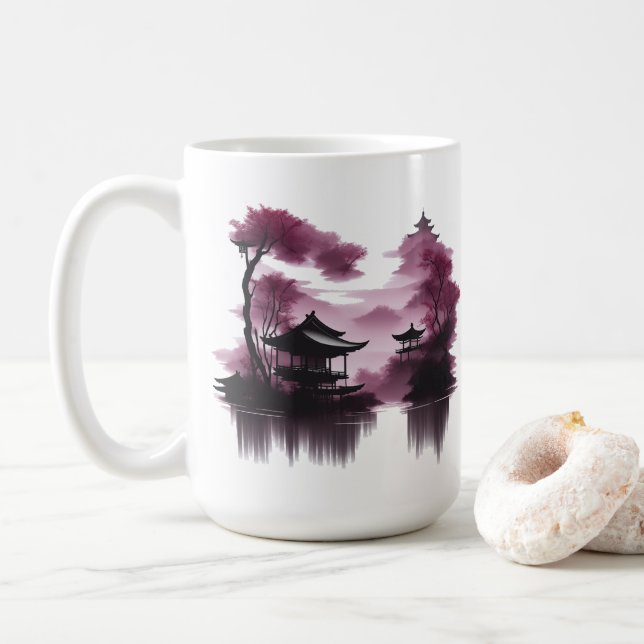Taza De Café  Japanische Landschaft am See -  (Con donut)