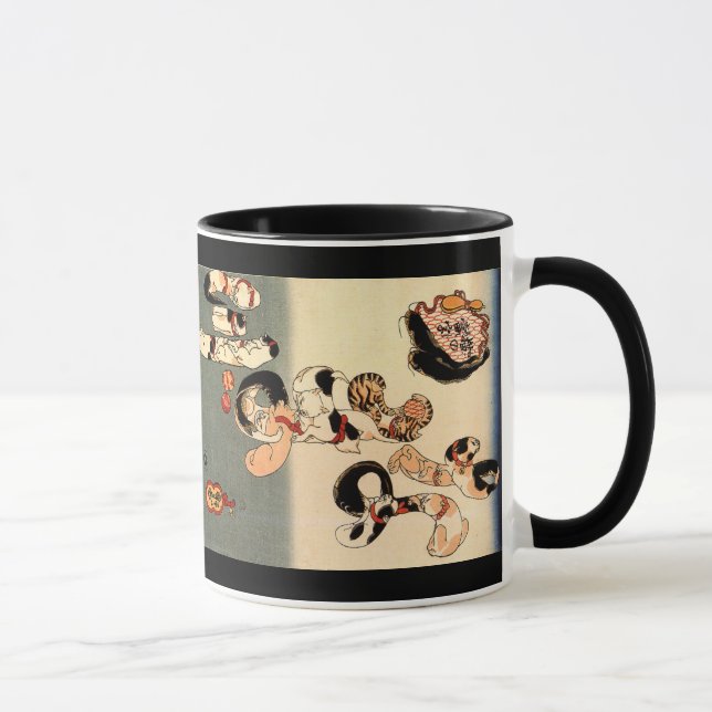 Taza de café japonesa del arte del gato (Derecha)