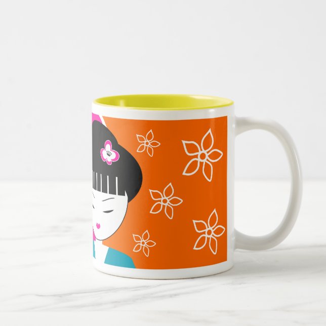 Taza de café japonesa moderna del chica de geisha (Derecha)