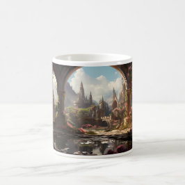 Taza De Café Jardín abandonado en un reino de fantasía