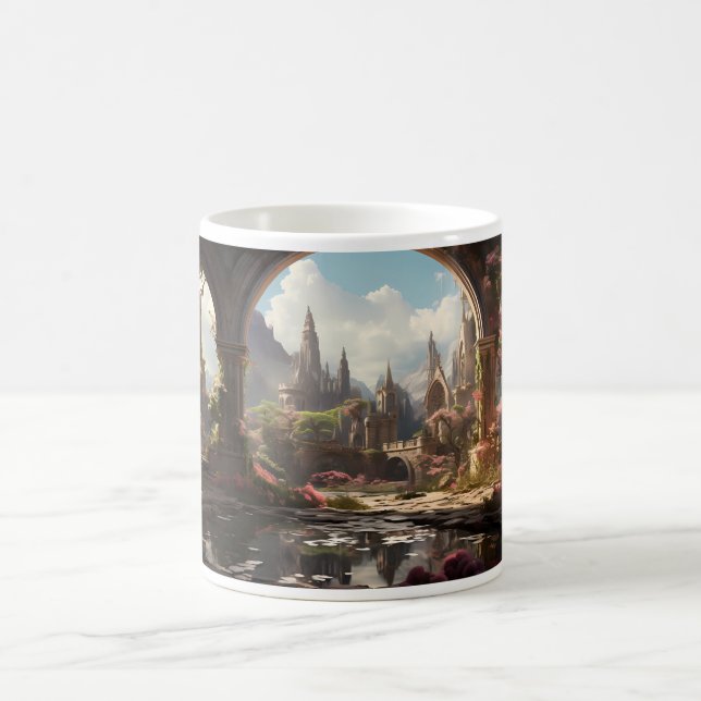 Taza De Café Jardín abandonado en un reino de fantasía (Centro)