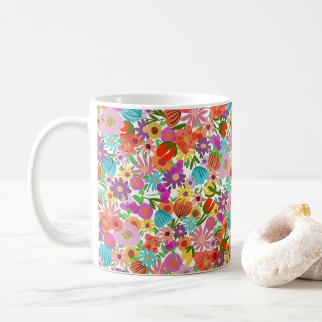 Taza De Café Jardín Alegre en Flor (Con donut)