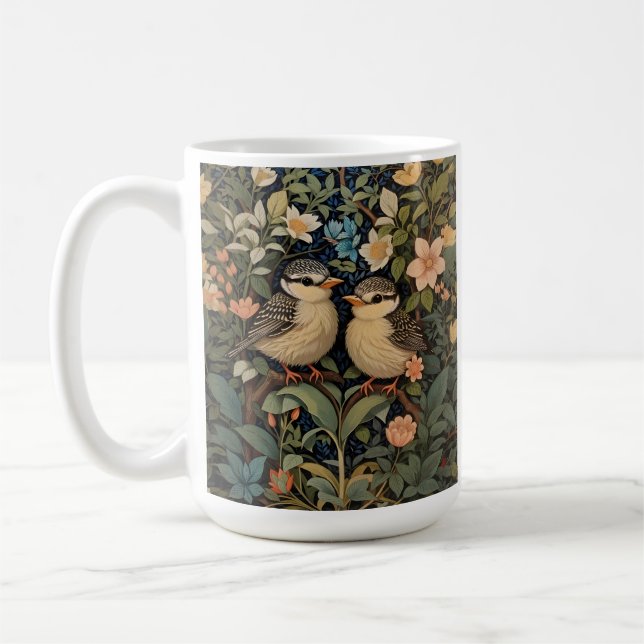 Taza De Café Jardín Botánico de Dos Aves Infantiles Cutas (Izquierda)