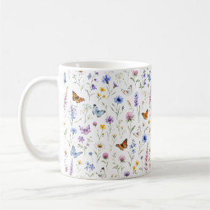 Taza De Café Jardín Botánico de Flores Silvestres de Mariposas