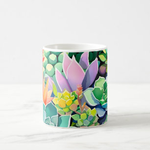 Taza De Café Jardín Botánico de Suculentas de Verano Colorido