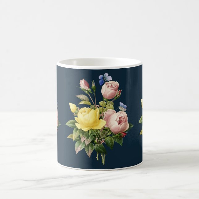 Taza De Café Jardín Botánico Floral de Rosas Amarillas y Rosa (Centro)