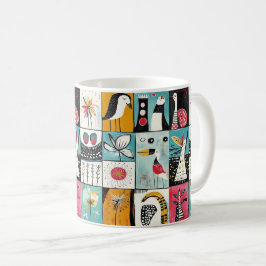 Taza De Café Jardín caprichoso de aves y flores