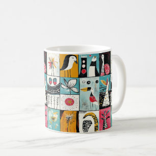 Taza De Café Jardín caprichoso de aves y flores