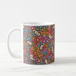 Taza De Café Jardín Caprichoso de Pebble Gato Gris y Floral Bri