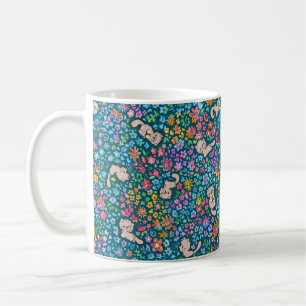 Taza De Café Jardín Caprichoso de Pebble Gato Gris y Floral Bri