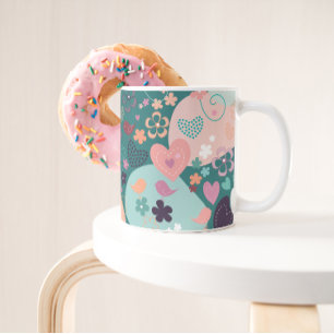 Taza De Café Jardín caprichoso en colores pastel brillante café