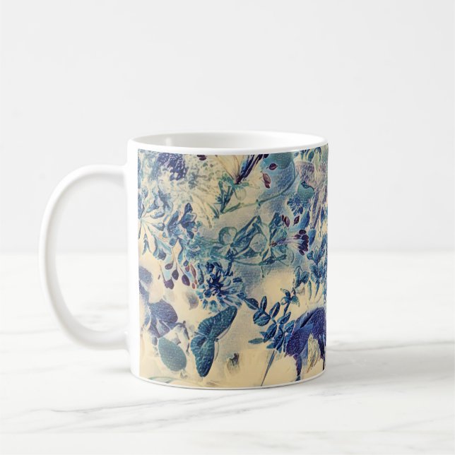 Taza De Café Jardín de arte de mariposa de flores abstractas re (Izquierda)