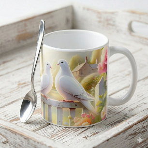 Taza De Café Jardín de Casa de Palomas Blancas