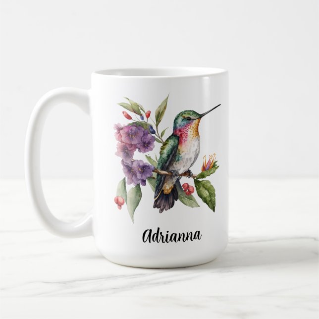 Taza De Café Jardín de Colibríes Flores Primavera (Izquierda)