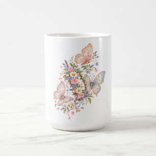 Taza De Café Jardín de Cumpleaños de Mariposa Pastel