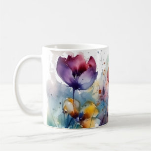 Taza De Café Jardín de ensueño: Flores abstractas de acuarela