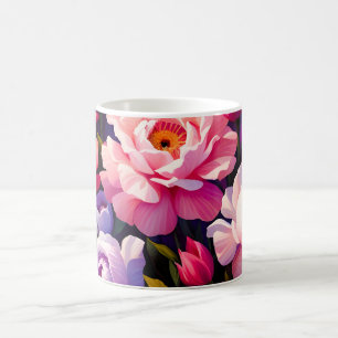 Taza De Café Jardín de floración rosa al amanecer Zen de primav