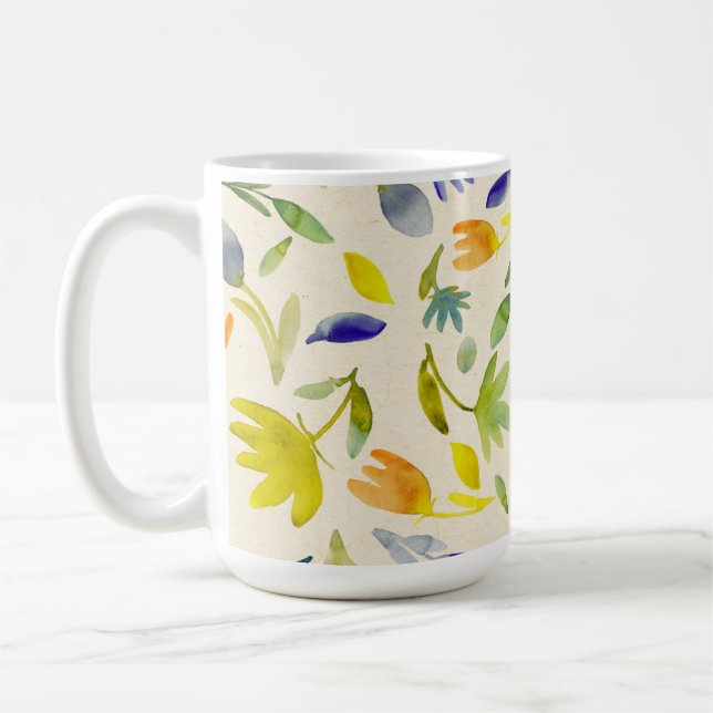 Taza De Café Jardín de flores de acuarela rústica (Izquierda)