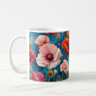 Taza De Café Jardín de Flores de Amapola Multicolores-47569