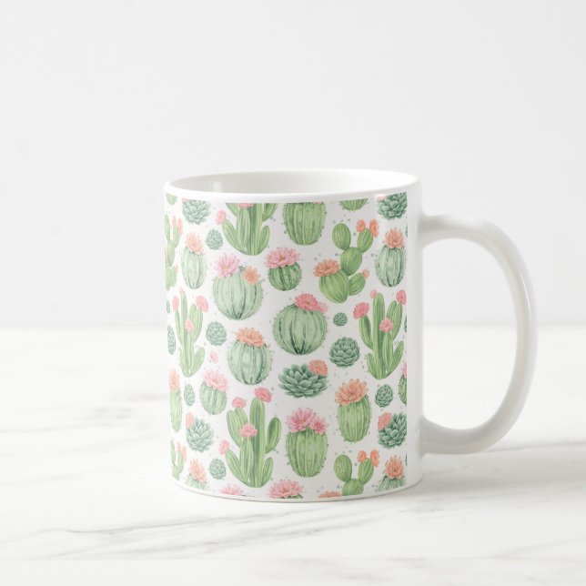 Taza De Café Jardín de flores de cactus (Derecha)