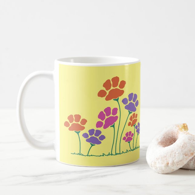 Taza De Café Jardín de flores de la huella de la mano (Con donut)