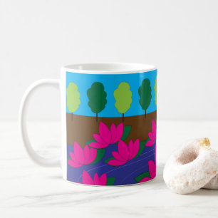 Taza De Café Jardín de flores de loto rosado