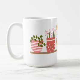 Taza De Café Jardín de flores en macetas caprichosas para amant