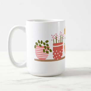 Taza De Café Jardín de flores en macetas caprichosas para amant