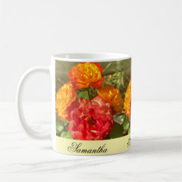 Taza De Café Jardín De Flores Rojas Y naranja