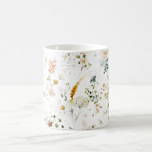 Taza De Café Jardín de flores silvestres en acuarela elegante
