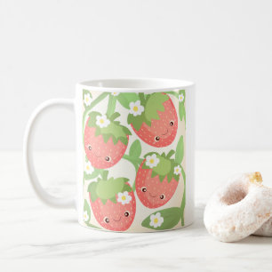 Taza De Café Jardín de Fresas Bonito