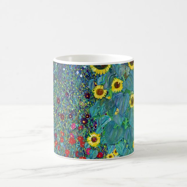 Taza De Café Jardín de granja con girasoles, Gustav Klimt (Centro)