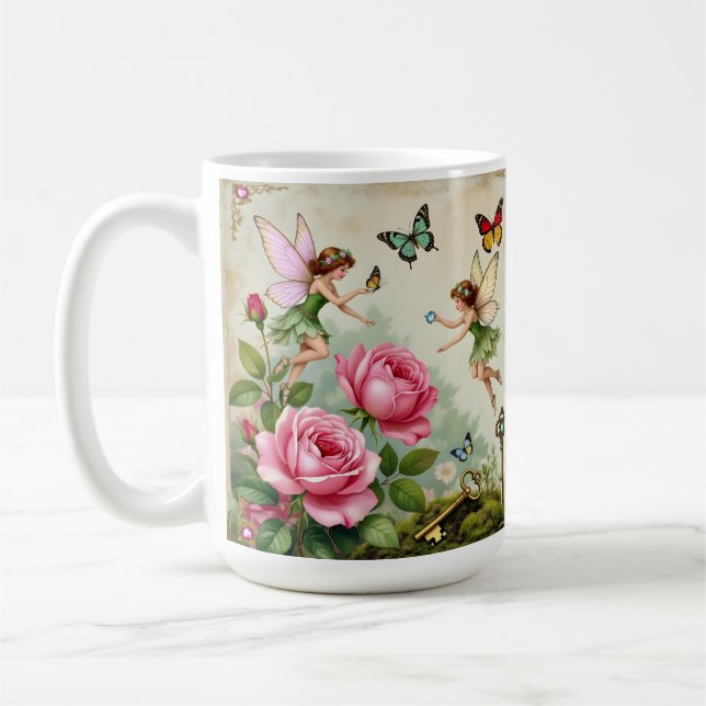 Taza De Café Jardín de Hadas Florales Encantadas (Izquierda)