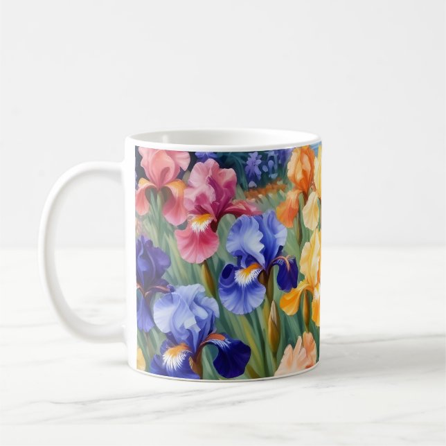 Taza De Café Jardín de iris colorido (Izquierda)