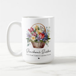 Taza De Café Jardín de las Abuelas Nombres Cesta Floral Acuarel