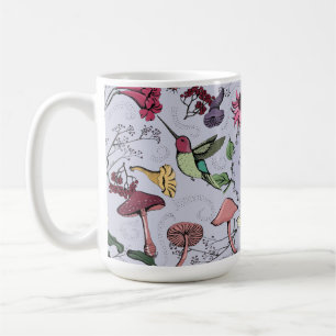 Taza De Café Jardín de las flores y el colibrí Monograma de Lav